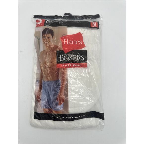 Y2K Hanes 3 Pair Mens Boxer Shorts Underwear White Size Medium - Picture 1 of 3